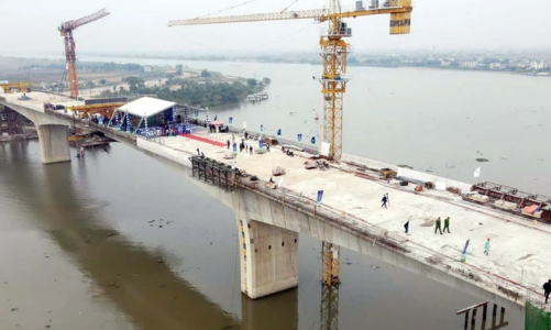 Hợp long cầu vượt sông Đáy gần 1.500 tỷ  nối hai tỉnh Ninh Bình - Nam Định