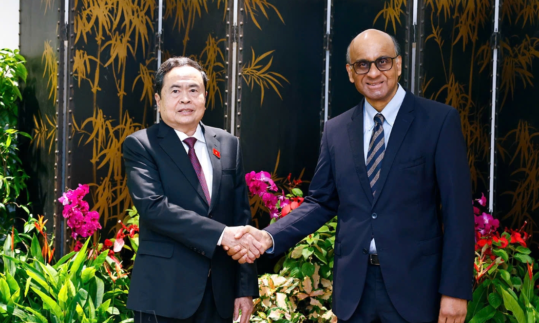 Chủ tịch Quốc hội Trần Thanh Mẫn hội kiến Tổng thống Singapore Tharman Shanmugaranam - Ảnh: TTXVN