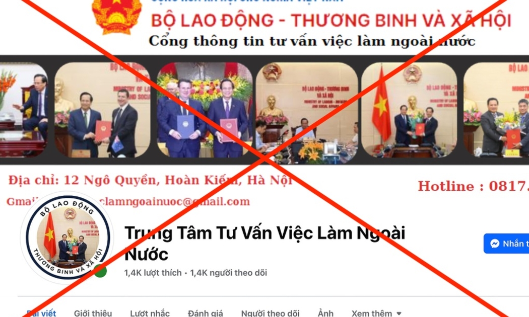 Hình ảnh mạo danh để lừa đảo được đối tượng sử dụng. Nguồn: Trung tâm Lao động ngoài nước.