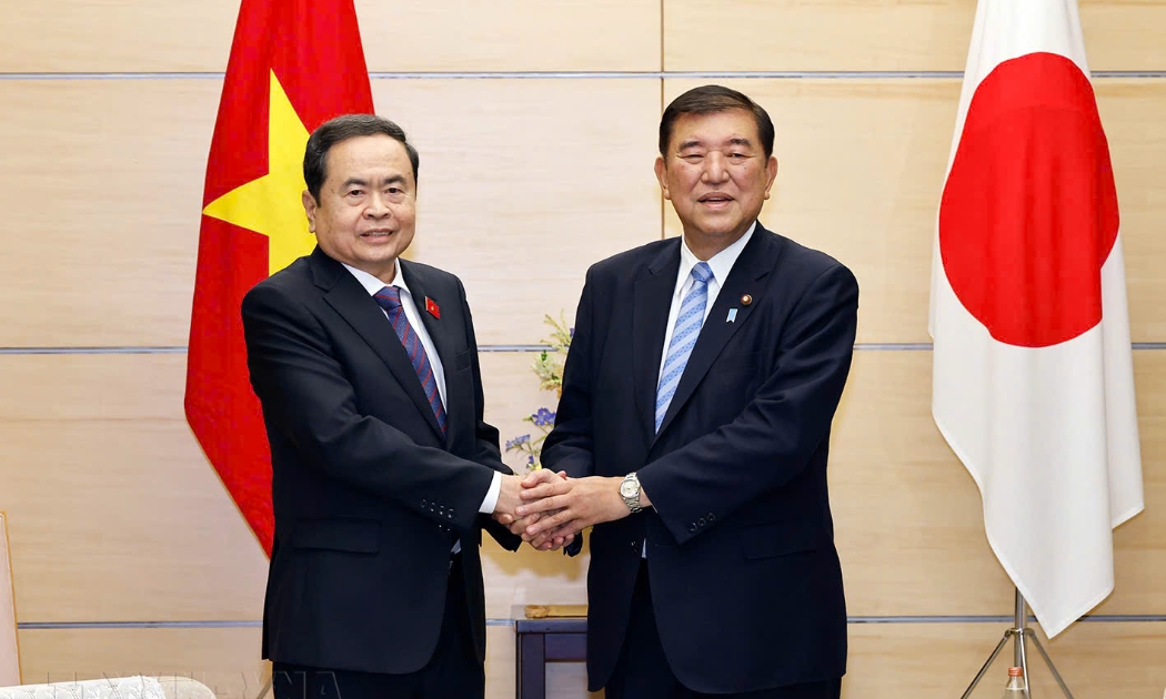 Chủ tịch Quốc hội Trần Thanh Mẫn hội kiến Thủ tướng Nhật Bản Ishiba Shigeru - Ảnh: TTXVN
