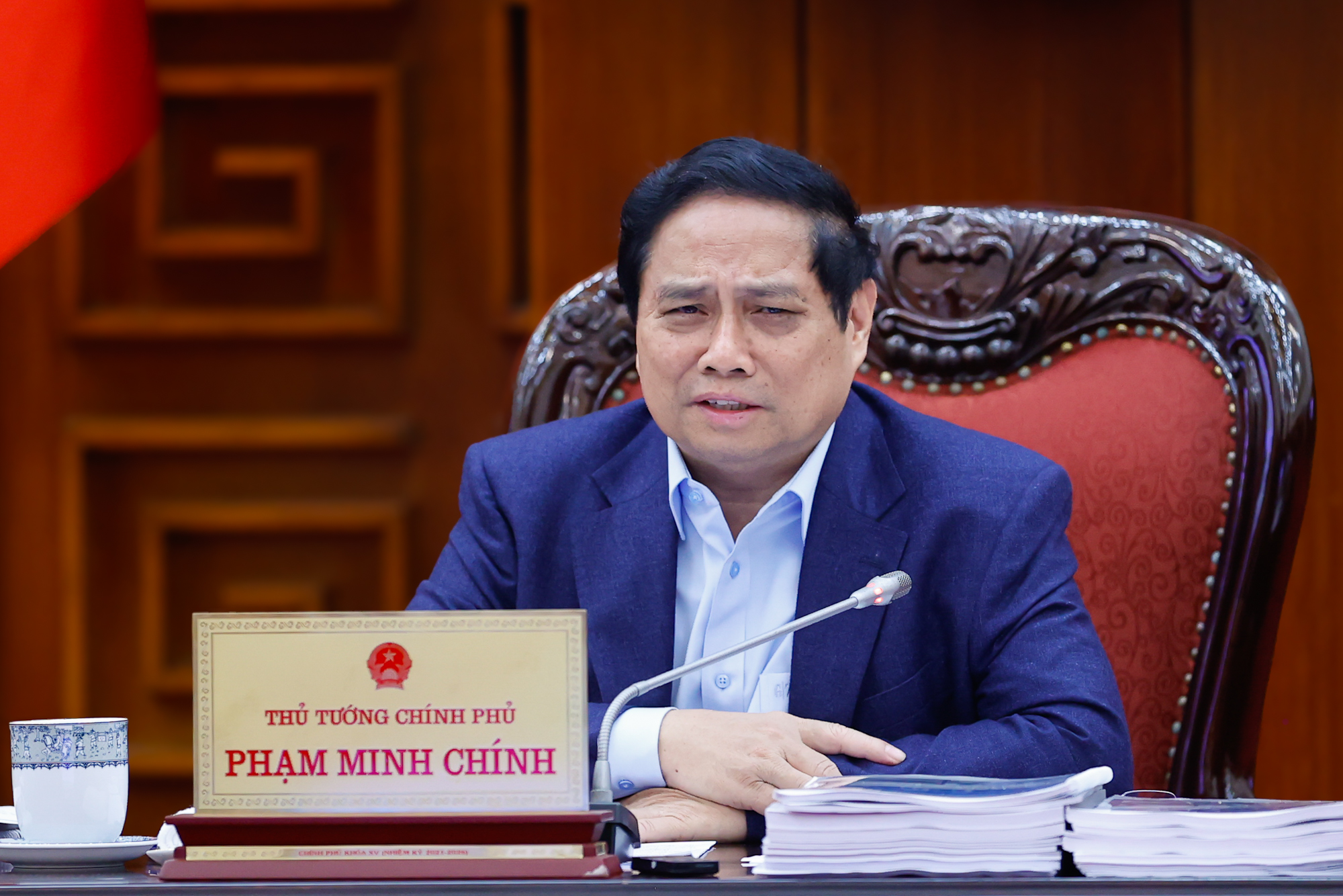Thủ tướng Phạm Minh Chính yêu cầu xây dựng Đề án hệ thống đường sắt đô thị Hà Nội và TPHCM với tư duy, cách nghĩ, cách làm hoàn toàn đổi mới, có duy đột phá, tầm nhìn chiến lược, lâu dài, cơ bản, hiện đại, tổng thể, bao trùm, mang lại hiệu quả cao - Ảnh: VGP/Nhật Bắc