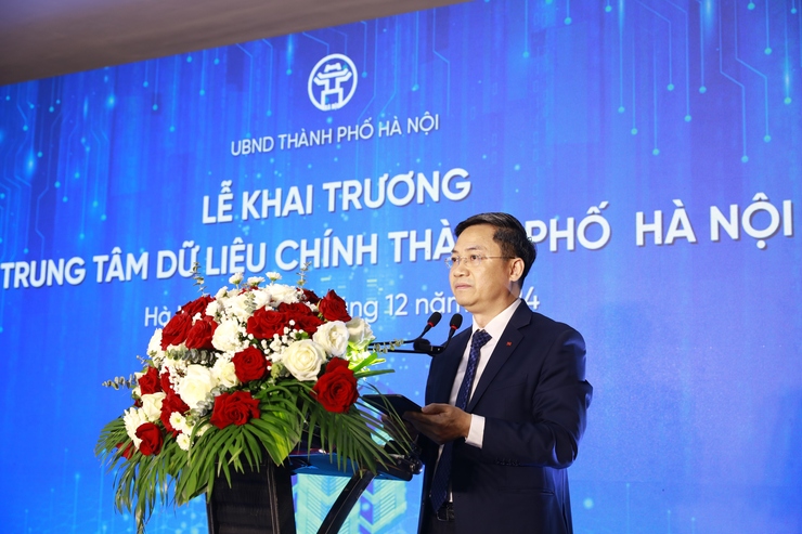 Phó Chủ tịch Uỷ ban nhân dân thành phố Hà Nội Hà Minh Hải phát biểu tại buổi Lễ. 