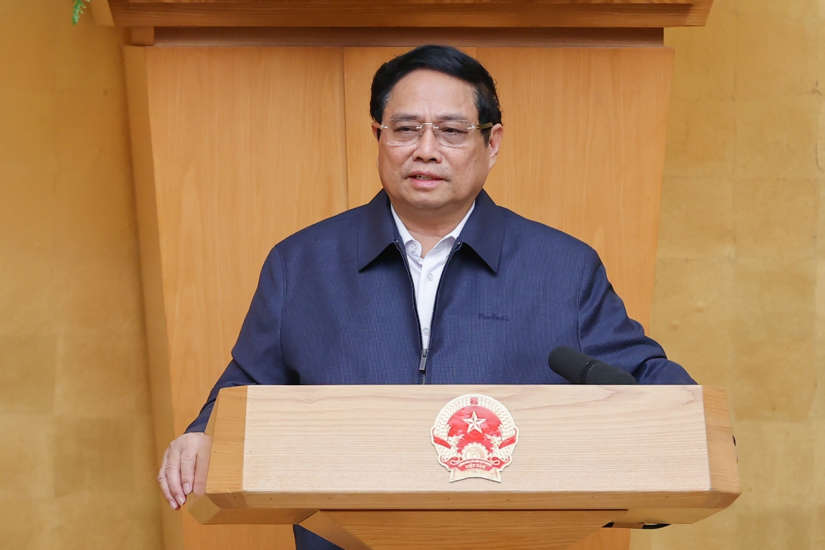 Thủ tướng Phạm Minh Chính, Chủ tịch Hội đồng Thi đua – Khen thưởng Trung ương nhiệm kỳ 2021-2026, phát biểu tại phiên họp - Ảnh: VGP