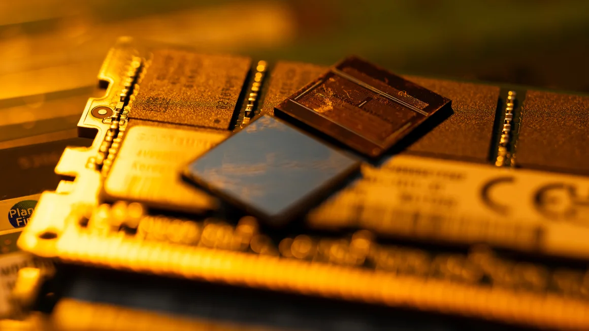 HBM 12 lớp (ở trên cùng) và các mô-đun khác của Samsung Electronic được sản xuất tại Seoul, Hàn Quốc vào tháng 4/2024.