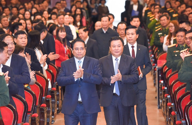Thủ tướng Phạm Minh Chính dự hội nghị toàn quốc về giáo dục quyền con người do Học viện Chính trị quốc gia Hồ Chí Minh tổ chức - Ảnh: VGP