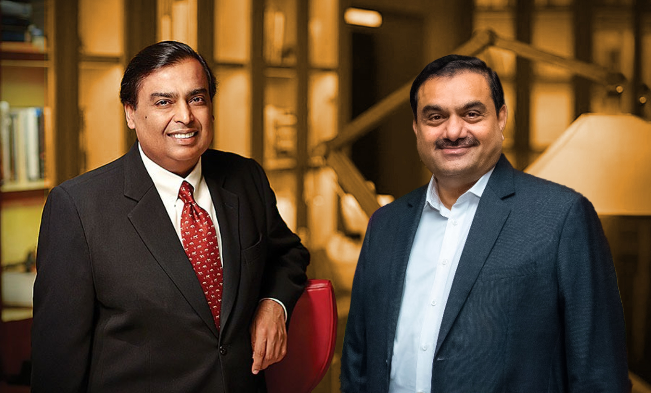 Tỷ phú Muskesh Ambani và Gautam Adani - Ảnh: Hindustanherald