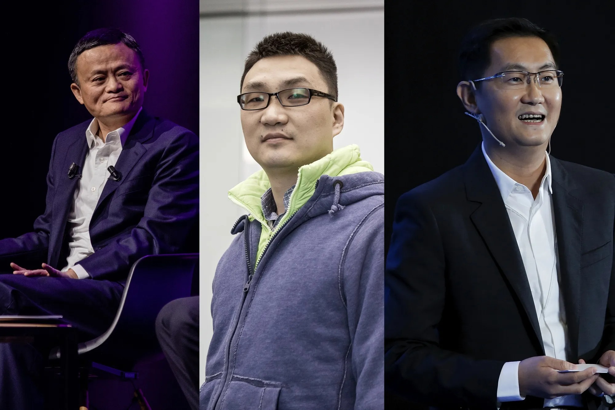 Từ trái sang phải: Jack Ma, Colin Huang và Pony Ma - Ảnh: Getty Images