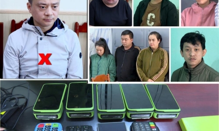 Các đối tượng và tang vật trong vụ án. Ảnh: Cổng thông tin điện tử Bộ Công an.