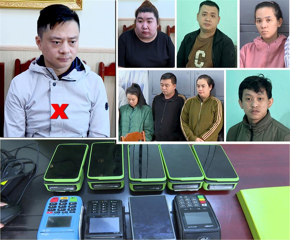 Các đối tượng và tang vật trong vụ án. Ảnh: Cổng thông tin điện tử Bộ Công an.