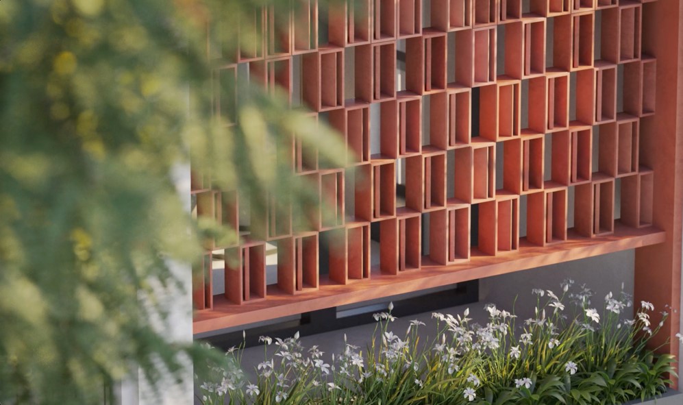 Gạch b&ocirc;ng gi&oacute; l&agrave; nguồn cảm hứng ch&iacute;nh trong thiết kế, vừa tạo điểm nhấn cho kh&ocirc;ng gian sống, vừa gi&uacute;p gia chủ tiết kiệm chi ph&iacute;.