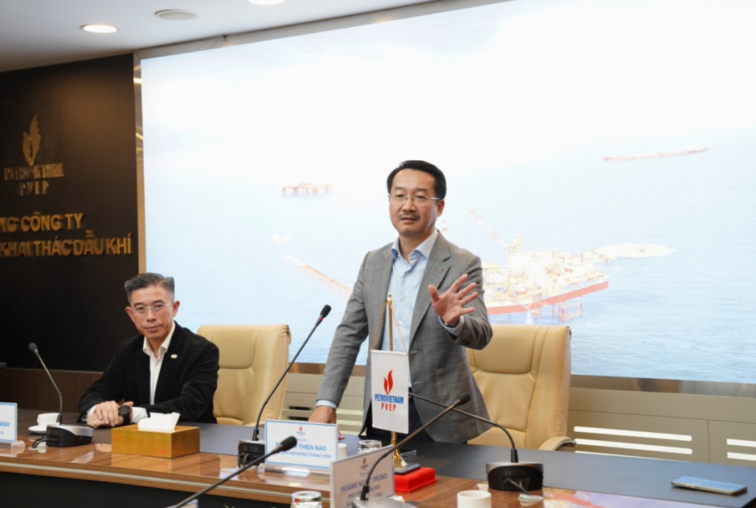 Chủ tịch HĐTV PVEP Nguyễn Thiện Bảo khẳng định chuyển đổi số l&agrave; con đường tất yếu để PVEP tiếp tục giữ vững vị thế chủ lực trong ng&agrave;nh dầu kh&iacute;