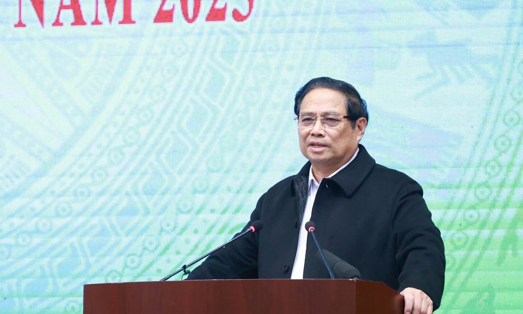 Thủ tướng Phạm Minh Chính phát biểu kết luận hội nghị tổng kết công tác tài chính, ngân sách năm 2024 và triển khai nhiệm vụ năm 2025 (Ảnh: VGP/Nhật Bắc)