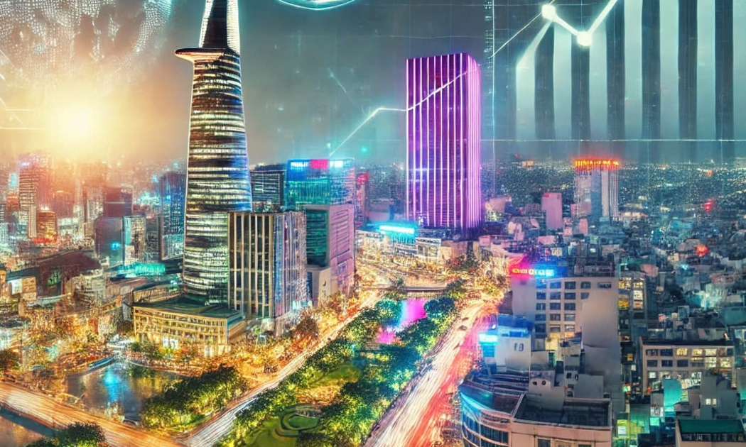 TP.HCM đạt mục tiêu kinh tế tăng trưởng 10% trong năm 2025 - Ảnh minh họa do AI thực hiện.