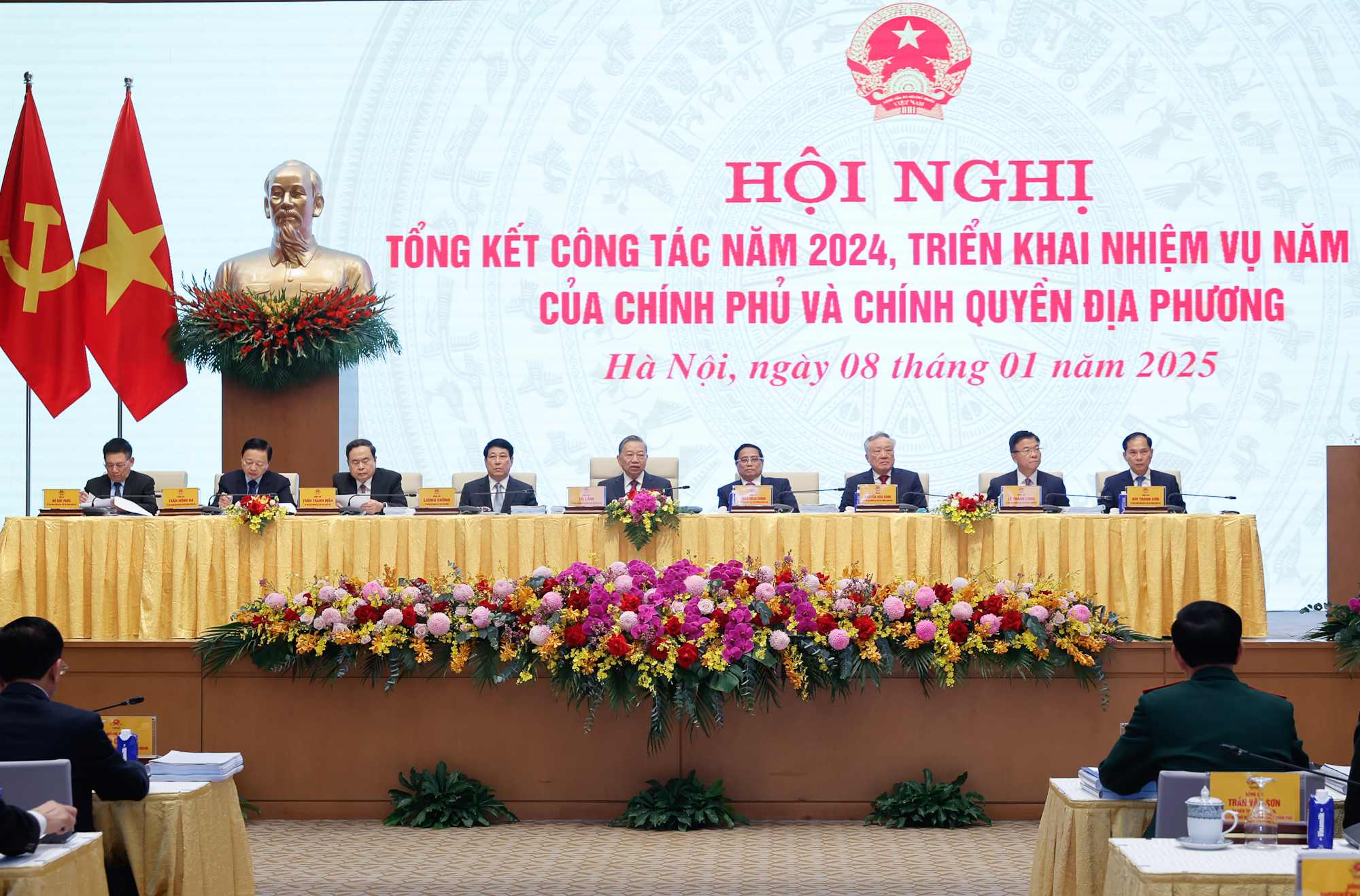 Lãnh đạo Đảng, Nhà nước dự hội nghị. Ảnh: VGP