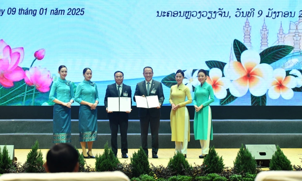 Vietnam Airlines và Lao Airlines đã ký kết Biên bản ghi nhớ (MoU) Trong khuôn khổ Hội nghị Hợp tác đầu tư Việt Nam - Lào năm 2025 vào ngày 9/1.