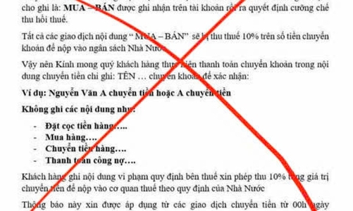 Thông tin giao dịch thương mại điện tử sẽ bị thu thuế 10% là giả mạo
