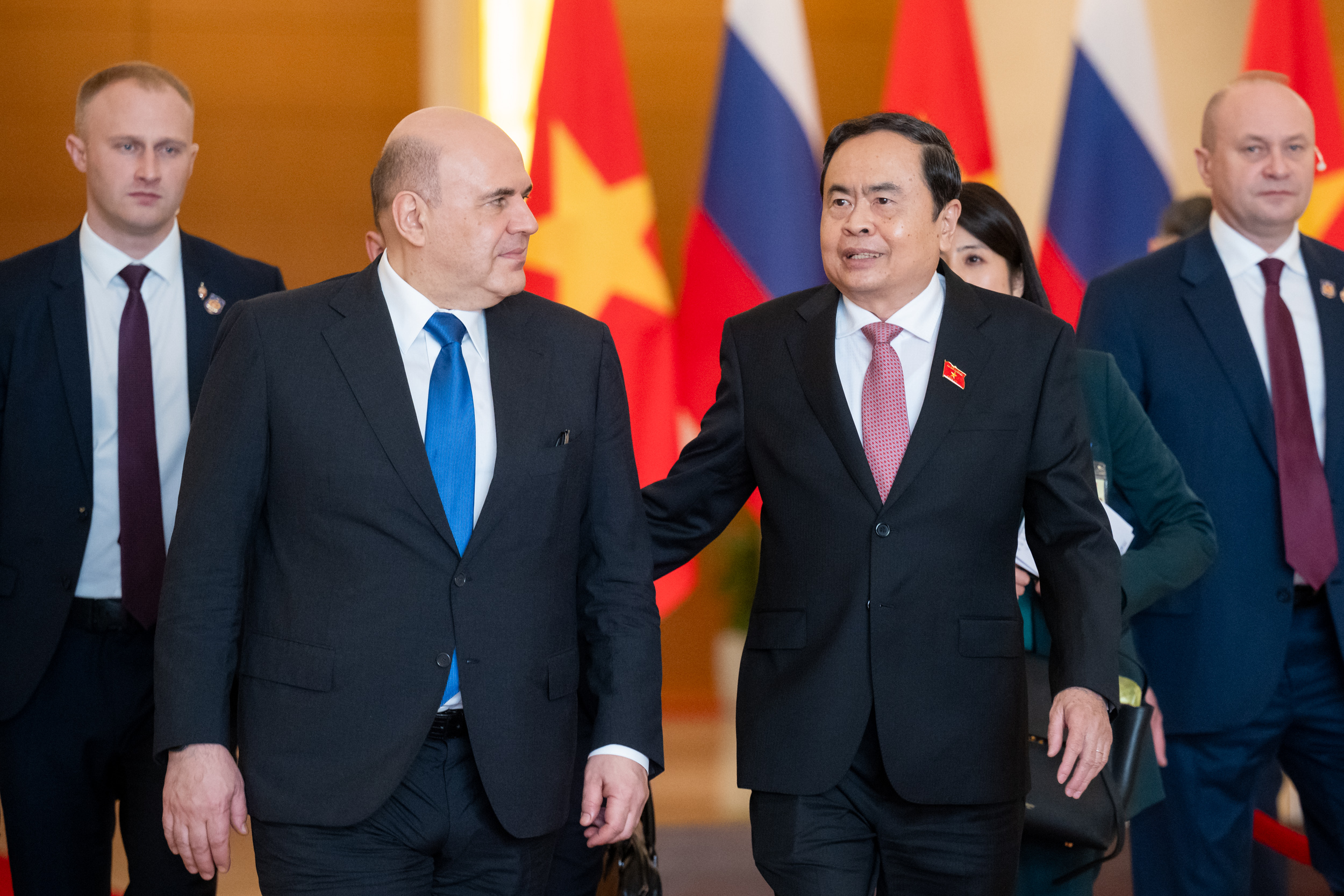 Chủ tịch Quốc hội Trần Thanh Mẫn và Thủ tướng Liên bang Nga Mikhail Mishustin. Ảnh: Quochoi.vn