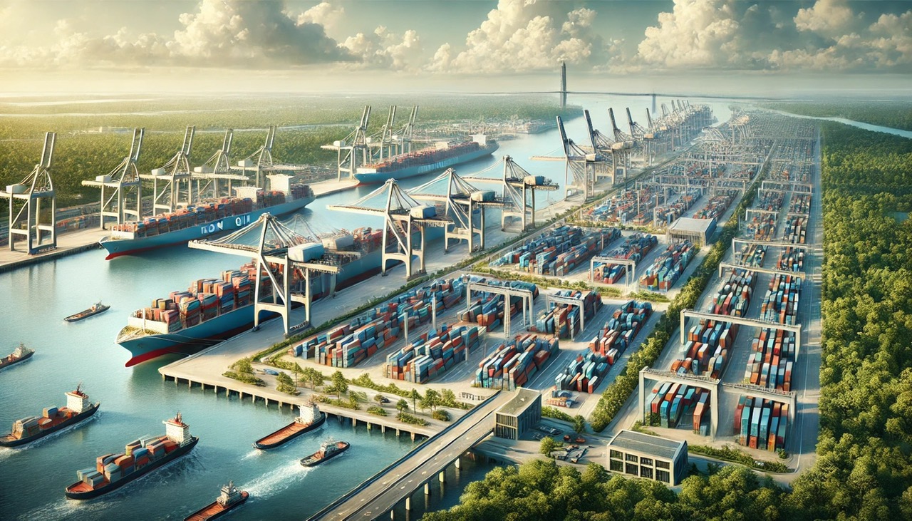 Hình minh họa cảng biển do AI (trí tuệ nhân tạo) thực hiện.