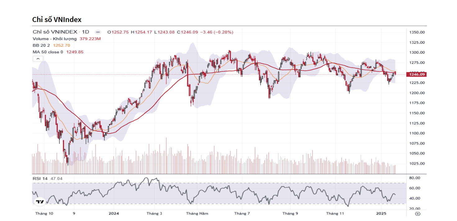 VN-Index có thể tiếp tục rung lắc và vận động trong vùng 1.240 - 1.248