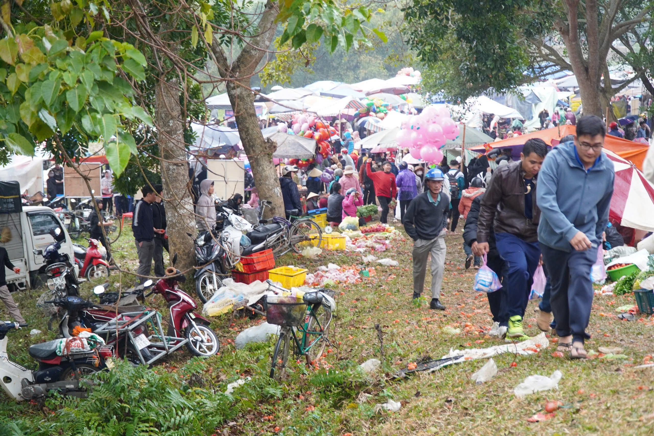 Tương truyền vào thời vua Lê Lợi, ngày mùng 6 Tết có một vị tướng đánh giặc chạy ngang qua làng Giang (nay thuộc xã Đông Hoàng, thành phố Thanh Hóa) thì bị kẻ địch vây bắt. Để tránh bị địch phát hiện, vị tướng đã cùng với dân làng tổ chức họp chợ và hội ném cà chua để che mắt quân thù. Quân địch tưởng đó chỉ là một phiên chợ quê bình thường nên mất cảnh giác, sau đó quân dân bất ngờ tấn công khiến quân địch bị thiệt hại nặng nề.