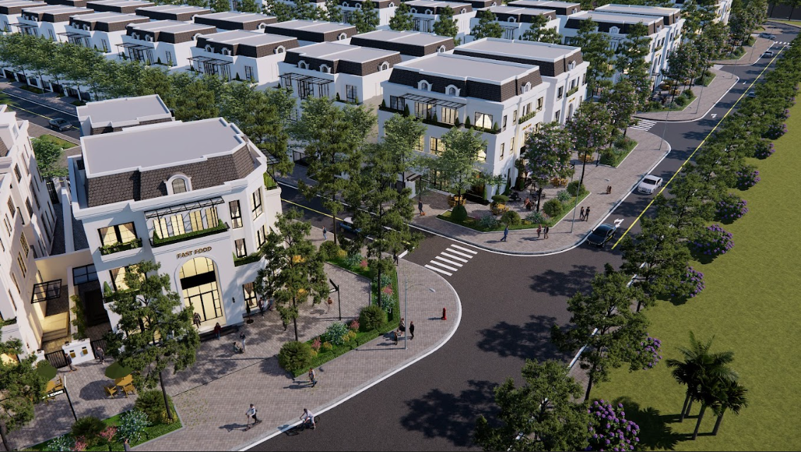 Phối cảnh dãy nhà biệt thự tại khu đô thị Licogi 18 Riverside. (Nguồn ảnh: S-Media).