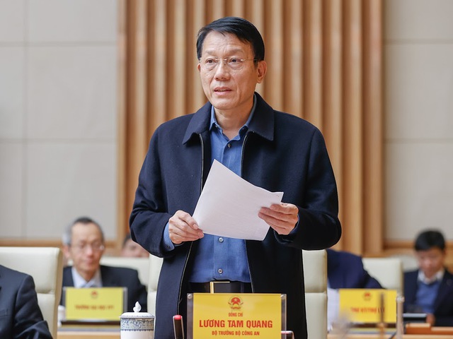 Bộ trưởng Bộ Công an Lương Tam Quang phát biểu tại hội nghị - Ảnh: VGP. 