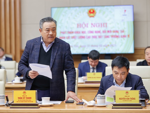 Chủ tịch UBND TP. Hà Nội Trần Sỹ Thanh: Hà Nội sẵn sàng là nơi thí điểm các chính sách đặc thù đối với hoạt động khoa học công nghệ và đổi mới sáng tạo - Ảnh: VGP. 