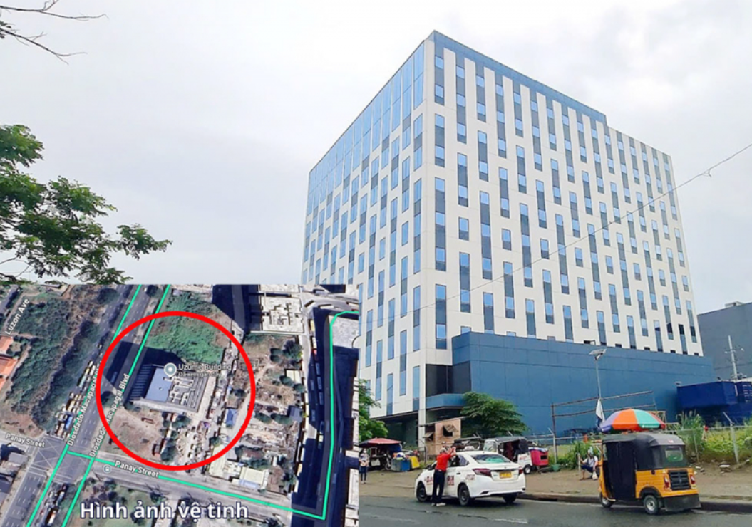 Tòa nhà Uzume Building tại Manila, Philipines - nơi ẩn náu của các đối tượng lừa đảo làm nhiệm vụ TikTok (Ảnh: Công an cung cấp)