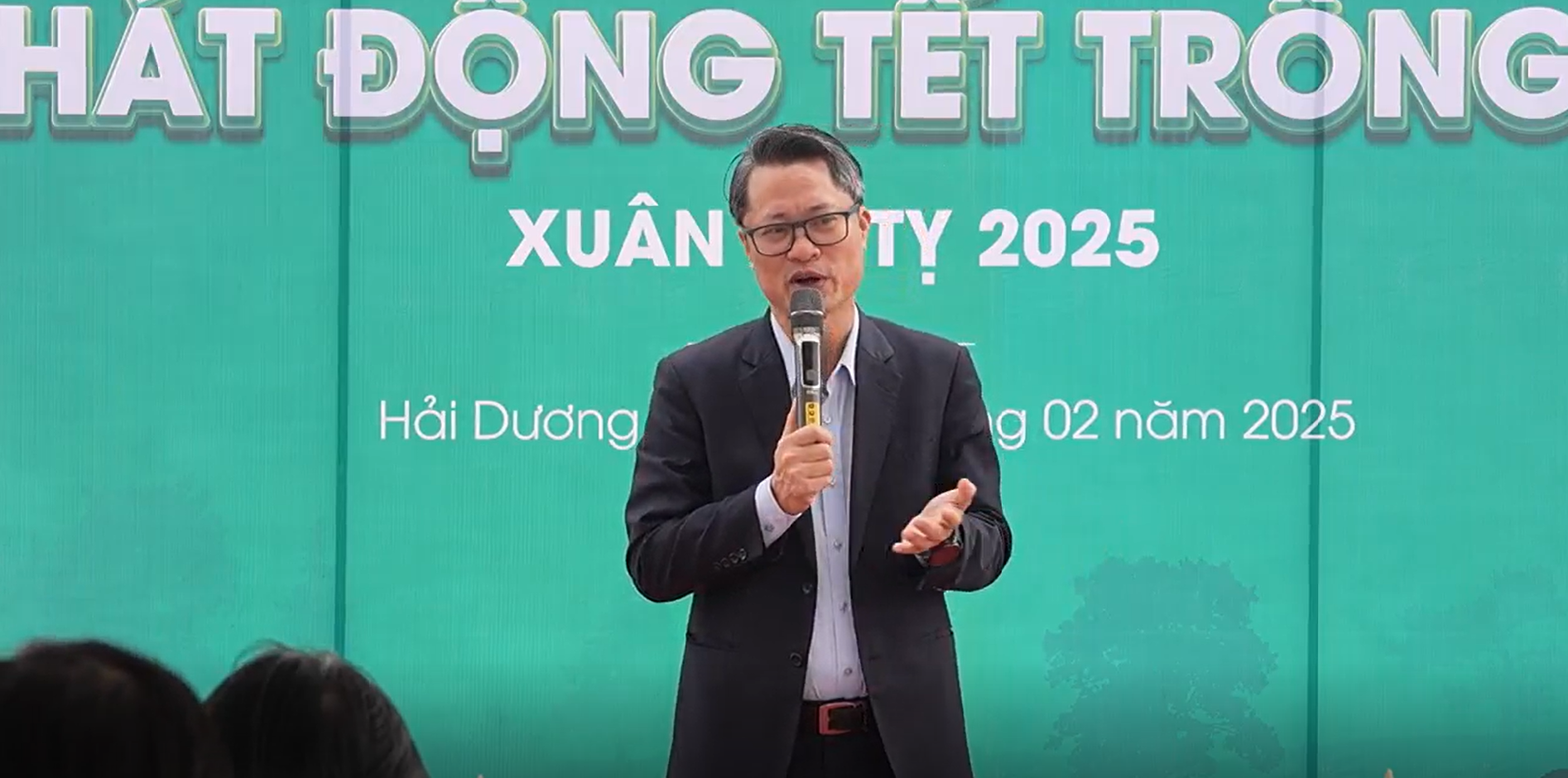 Ông Nguyễn Trung Kiên - Trưởng BQL các khu công nghiệp tỉnh Hải Dương - phát biểu tại sự kiện phát động Tết trồng cây.