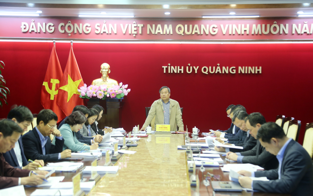 Ông Vũ Đại Thắng, Ủy viên Trung ương Đảng, Bí thư Tỉnh ủy, chủ trì hội nghị. Ảnh: Quảng Ninh