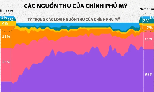 Các nguồn thu của Chính phủ Mỹ, thuế thu nhập cá nhân chiếm gần một nửa