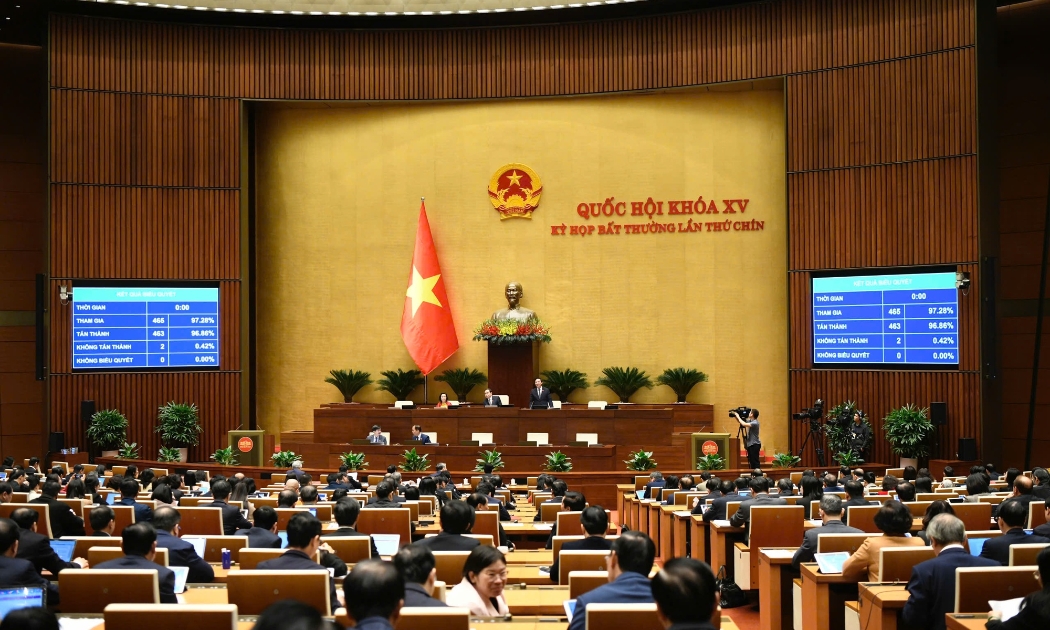 Quốc hội đã biểu quyết thông qua Luật Tổ chức Chính phủ (sửa đổi) - Ảnh: Quochoi.vn