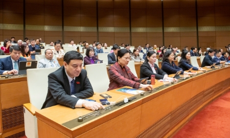 Các đại biểu Quốc hội bấm nút biểu quyết Nghị quyết của Quốc hội thí điểm một số cơ chế, chính sách đặc thù, đặc biệt để phát triển hệ thống mạng lưới đường sắt đô thị tại TP Hà Nội, TP.HCM.
