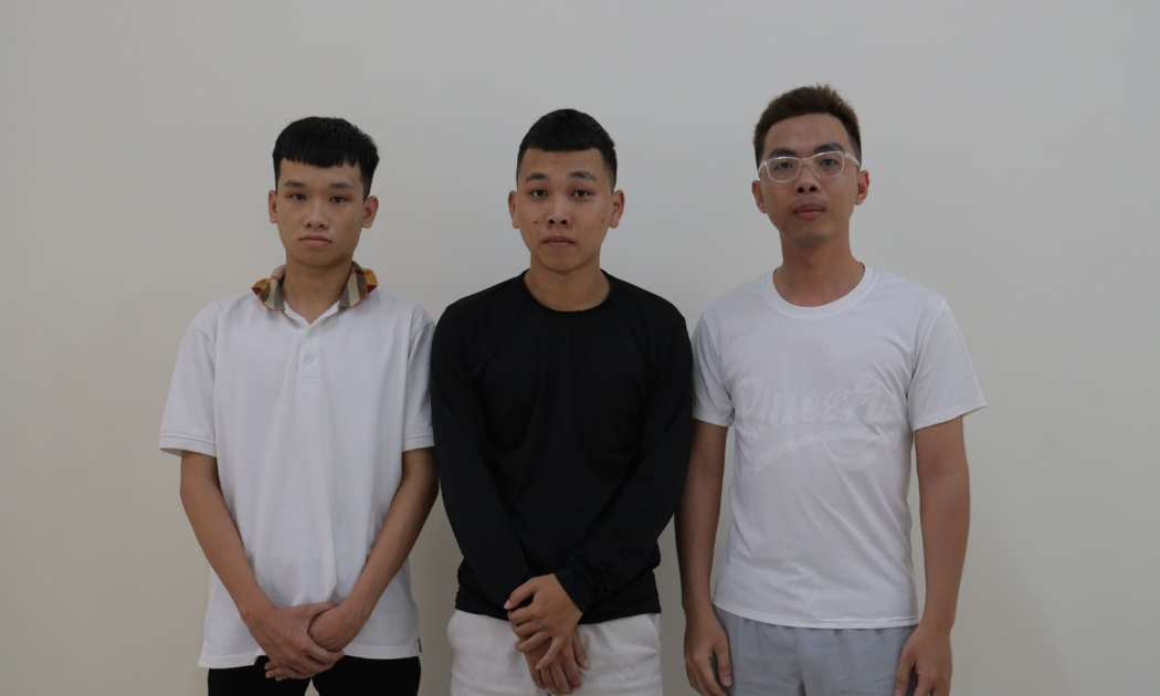Ba đối tượng từ trái sang phải: Ngô Thanh Hậu, Lê Văn Phi, Phùng Hữu Thịnh - Ảnh: Công an tỉnh Tây Ninh.