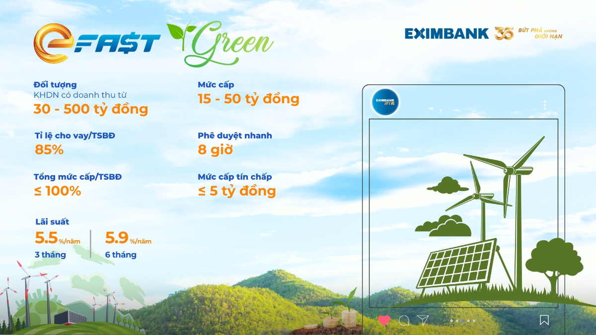 EFAST GREEN gi&uacute;p doanh nghiệp tiếp cận nguồn vốn nhanh ch&oacute;ng để ph&aacute;t triển bền vững.