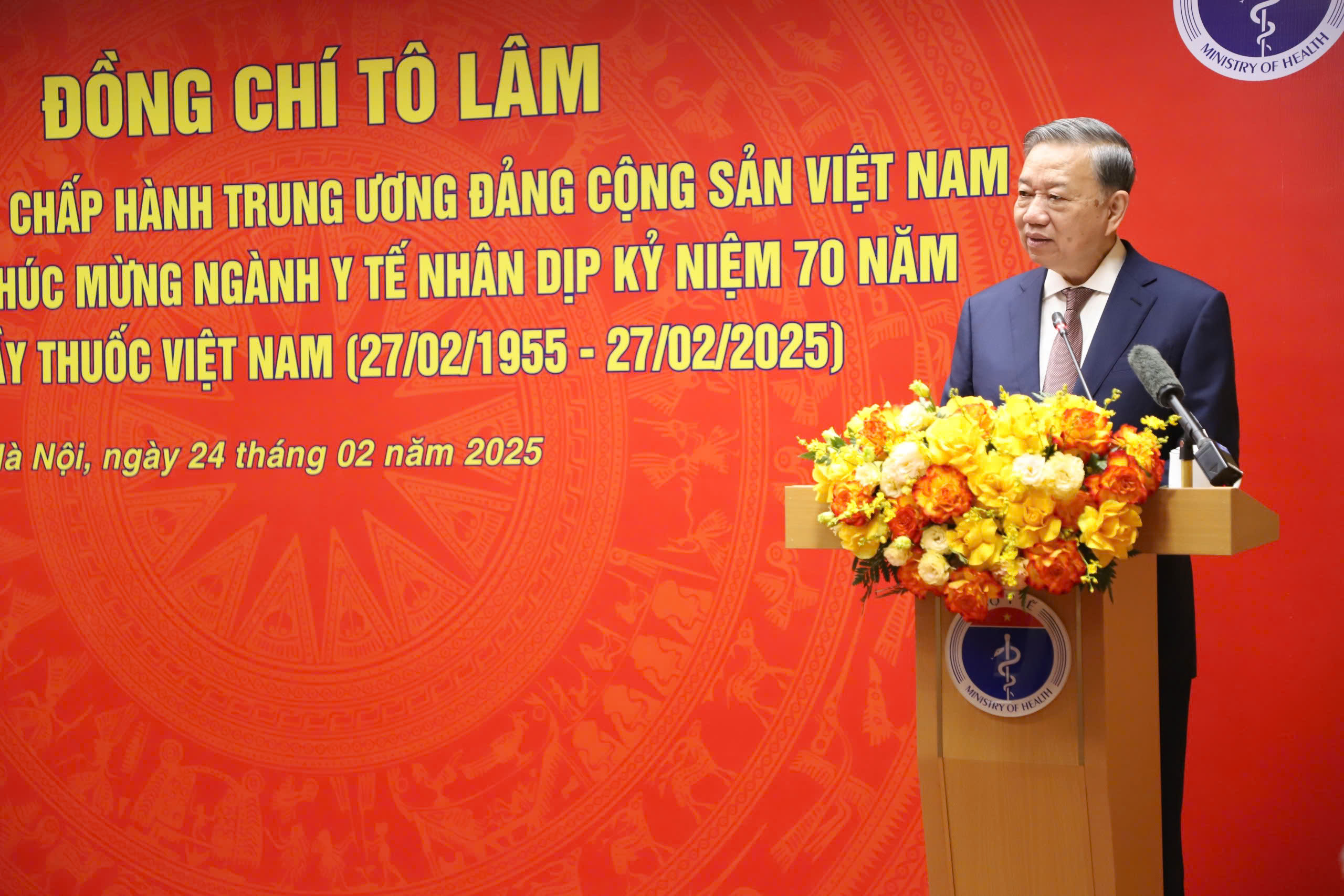 Tổng Bí thư Tô Lâm phát biểu tại buổi làm việc. Ảnh: MOH.