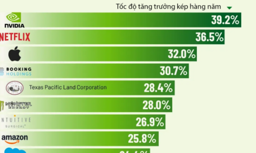 20 cổ phiếu Mỹ sinh lời tốt nhất 20 năm qua