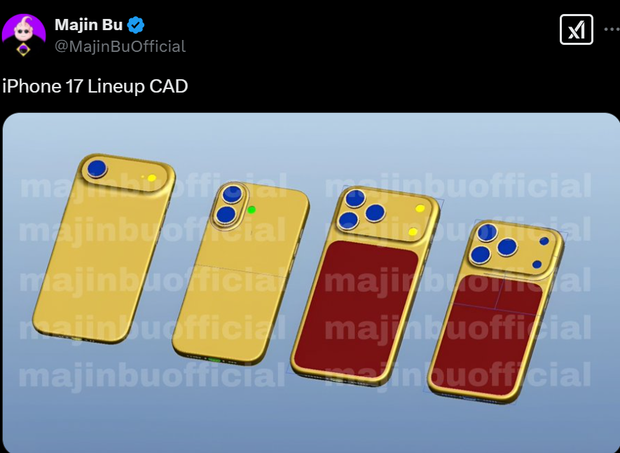 Tài khoản Majin Bu chia sẻ bản vẽ CAD iPhone 17 sắp ra mắt.