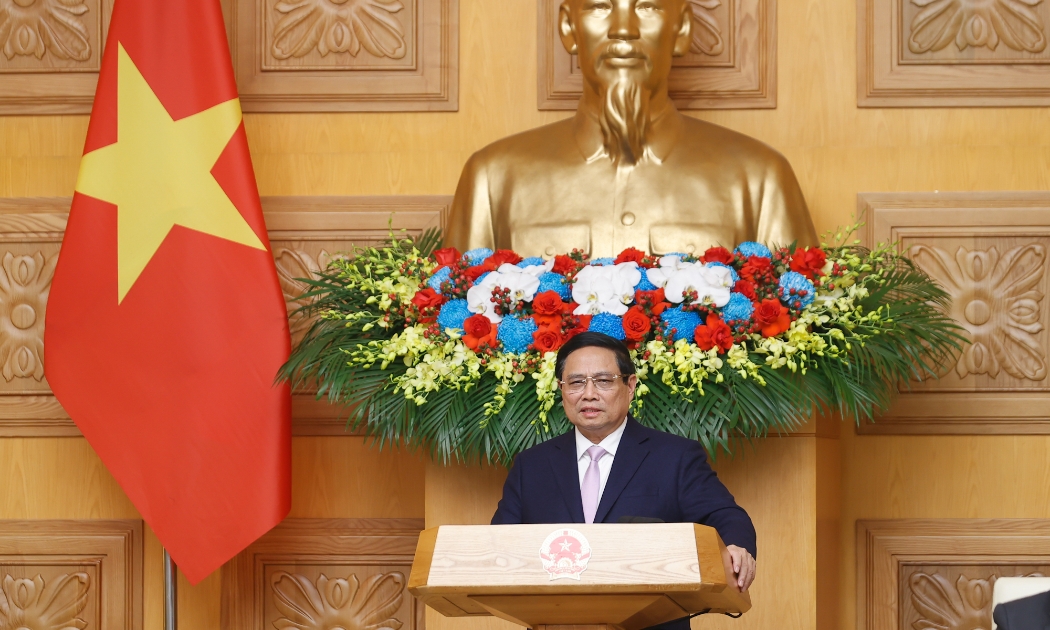 Thủ tướng Phạm Minh Chính chủ trì cuộc tọa đàm với các tập đoàn, doanh nghiệp lớn của Trung Quốc - Ảnh: VGP