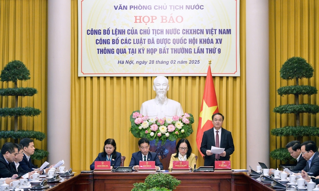 Văn phòng Chủ tịch nước công bố 3 luật mới. Ảnh: CTV.