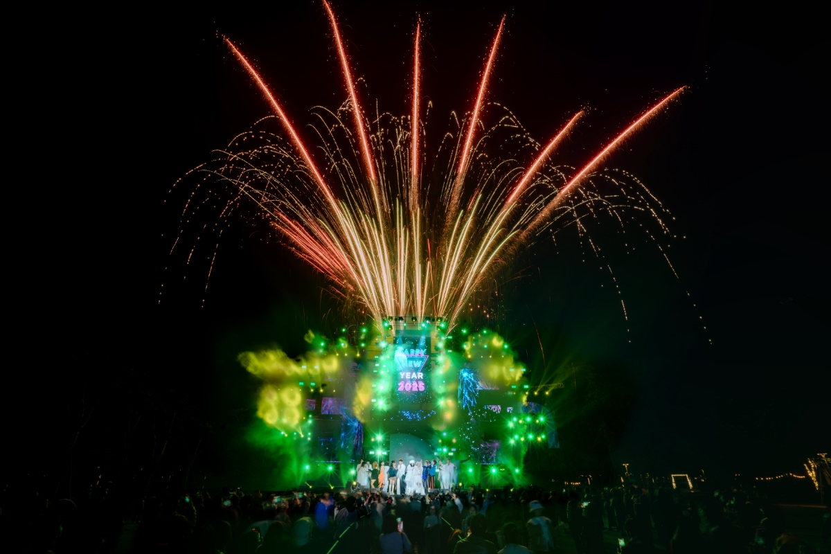 M&agrave;n tr&igrave;nh diễn ph&aacute;o hoa m&atilde;n nh&atilde;n tr&ecirc;n bầu trời đ&ecirc;m.