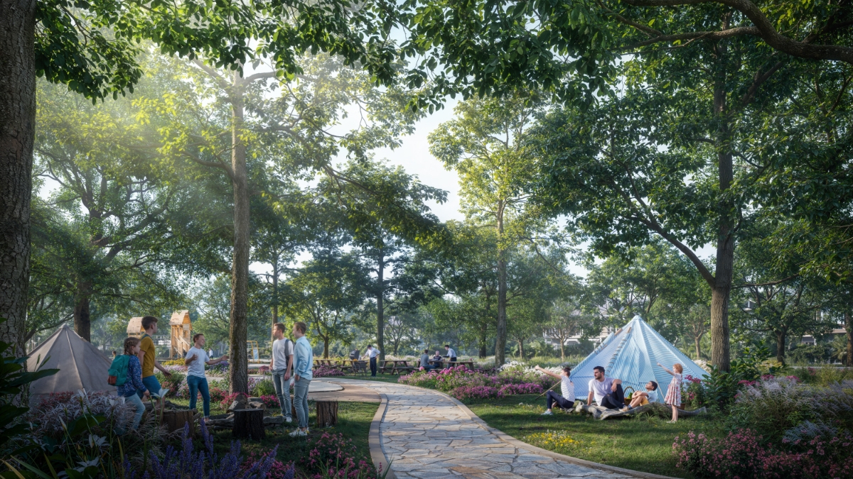 55% diện t&iacute;ch Eco Retreat d&agrave;nh cho cảnh quan.