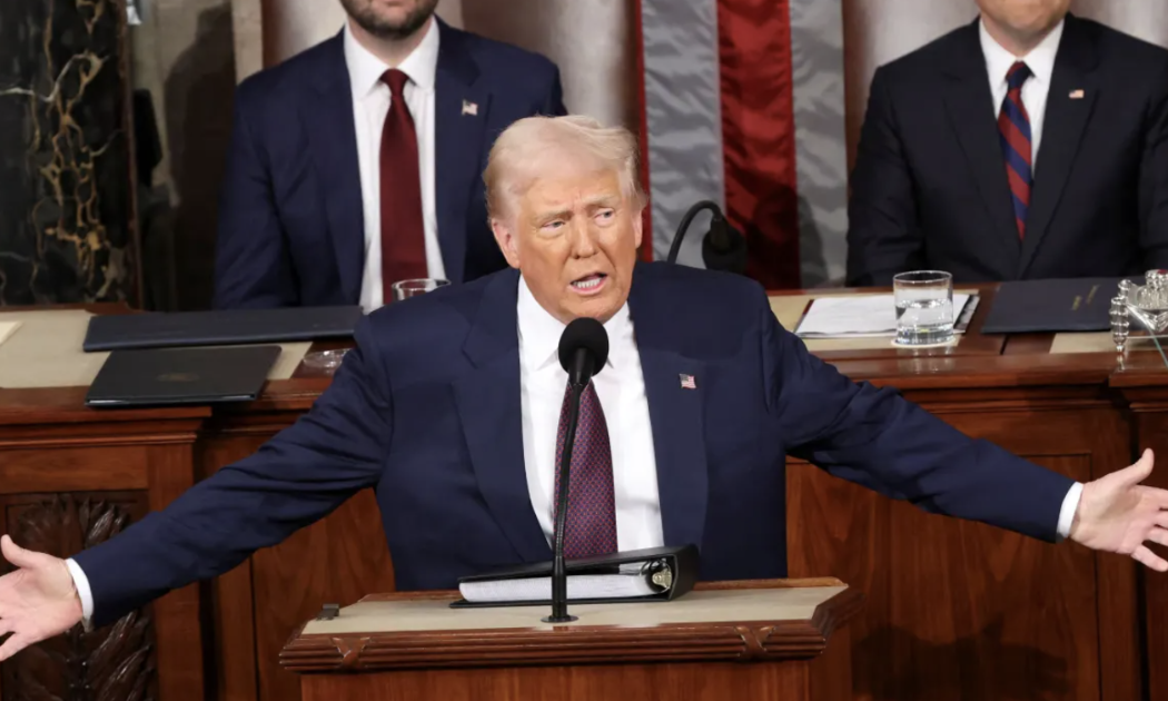 Tổng thống Mỹ Donald Trump trong bài phát biểu trước Quốc hội Mỹ ngày 4/3 - Ảnh: Reuters.