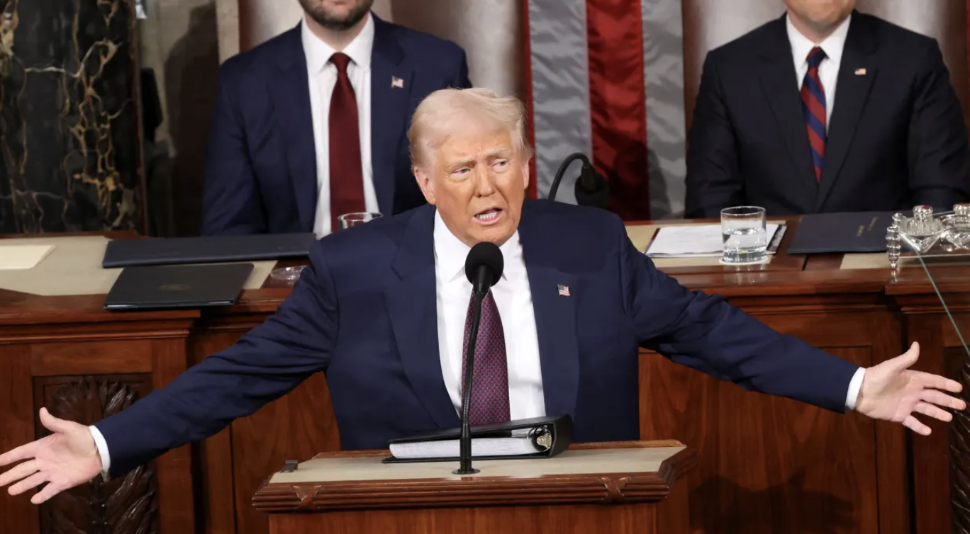 Tổng thống Mỹ Donald Trump trong bài phát biểu trước Quốc hội Mỹ ngày 4/3 - Ảnh: Reuters.