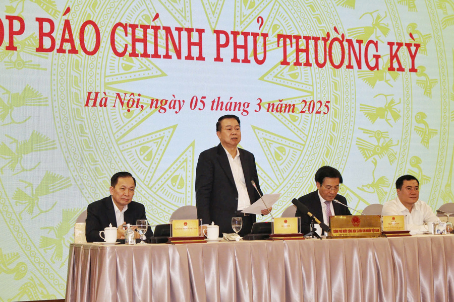Thứ trưởng Bộ Tài chính Nguyễn Đức Chi thông tin tại phiên họp báo Chính phủ thường kỳ tháng 2/2025. Ảnh: VGP