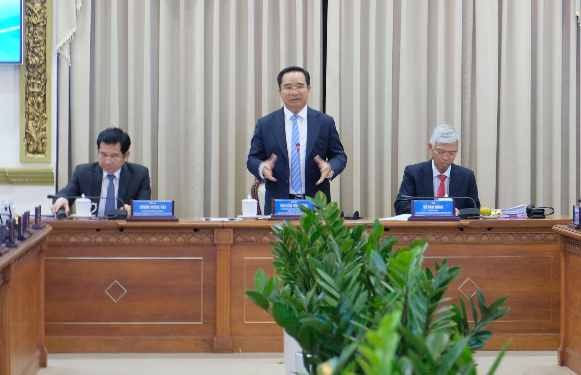 Chủ tịch Ủy ban nhân dân TP.HCM Nguyễn Văn Được phát biểu tại buổi làm việc - Nguồn: Cổng thông tin điện tử TP.HCM.