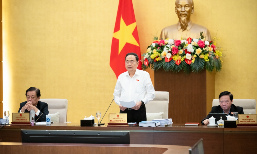 Chủ tịch Quốc hội Trần Thanh Mẫn chủ trì phiên họp thứ 43 của Ủy ban Thường vụ Quốc hội - Ảnh: Quochoi.vn