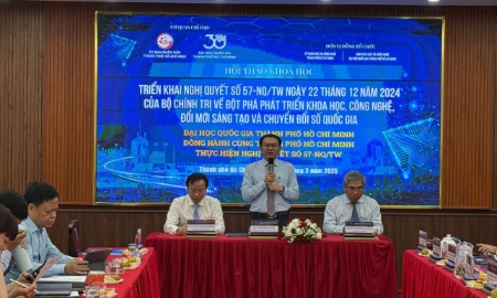 Hội thảo khoa học triển khai thực hiện Nghị quyết 57-NQ/TW của Bộ Chính trị về đột phá phát triển khoa học công nghệ, đổi mới sáng tạo và chuyển đổi số quốc gia, sáng 11/3.