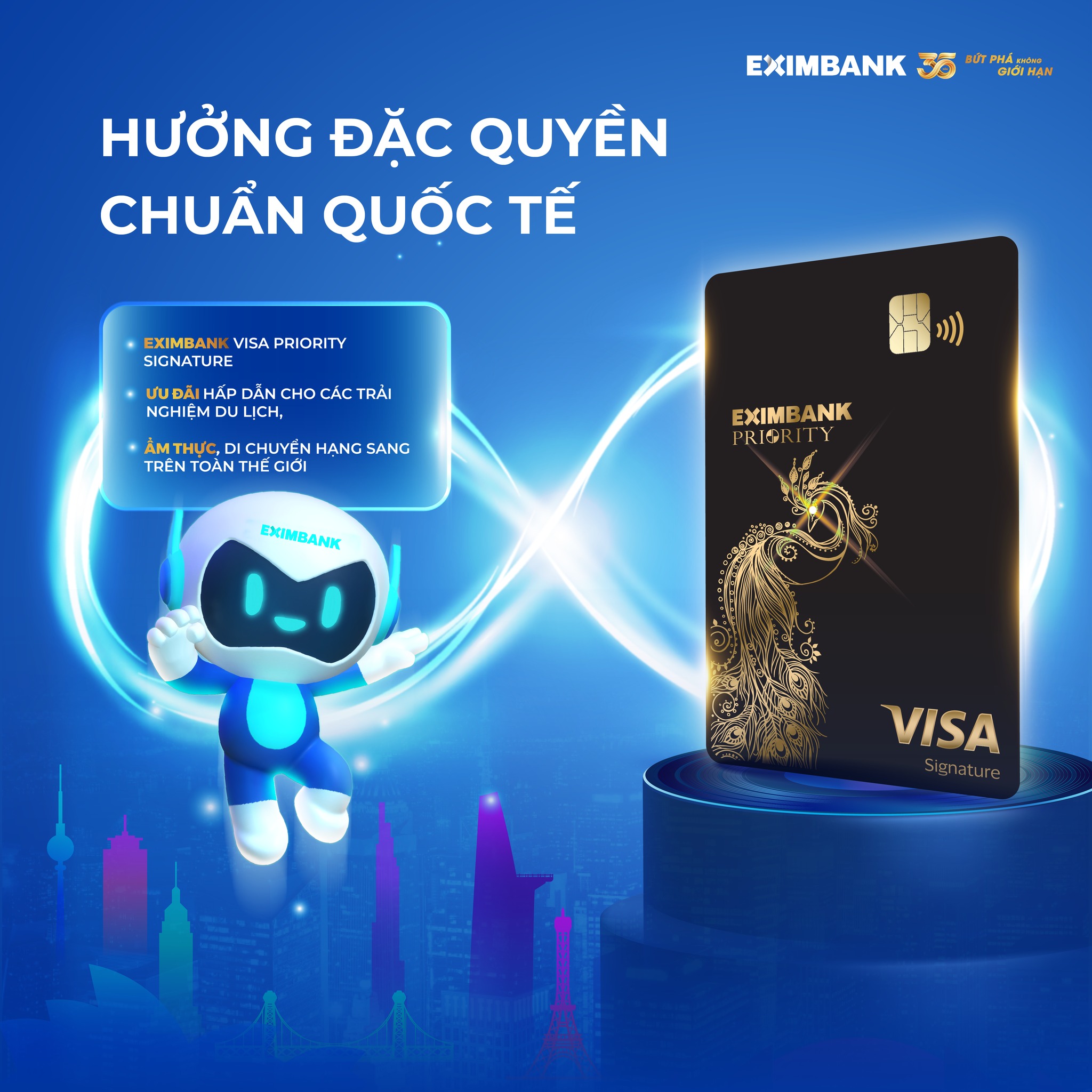 Thẻ VISA Signature Eximbank không chỉ là công cụ tài chính, mà còn là biểu tượng của phong cách sống hiện đại và đẳng cấp.