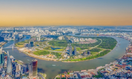 Khu đô thị mới Thủ Thiêm tọa lạc bên bờ sông Sài Gòn đối diện trung tâm quận 1 - Ảnh minh họa.